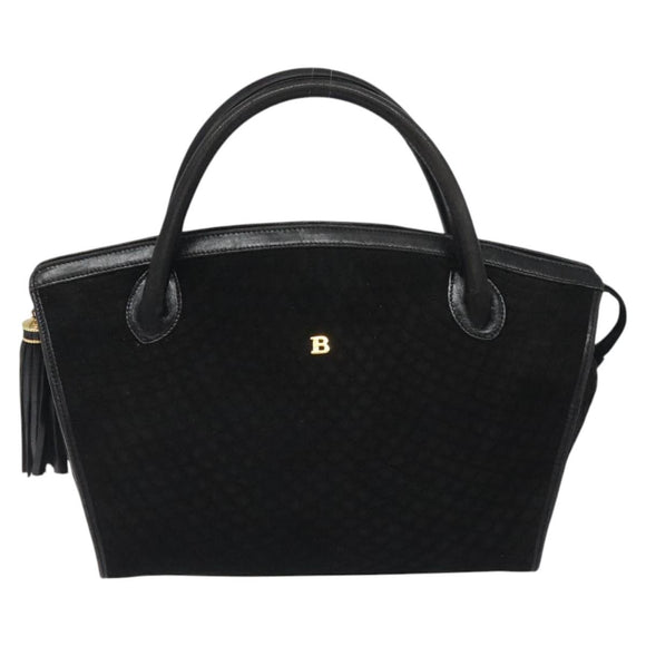 BALLY Quilted Hand Bag Leather Black Gold Auth BD2177