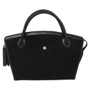 BALLY Quilted Hand Bag Leather Black Gold Auth BD2177-13