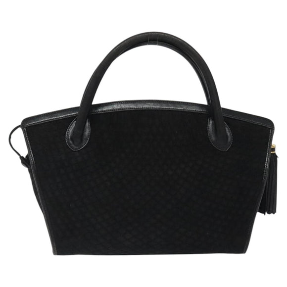 BALLY Quilted Hand Bag Leather Black Gold Auth BD2177