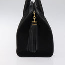 BALLY Quilted Hand Bag Leather Black Gold Auth BD2177-3