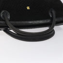 BALLY Quilted Hand Bag Leather Black Gold Auth BD2177-7