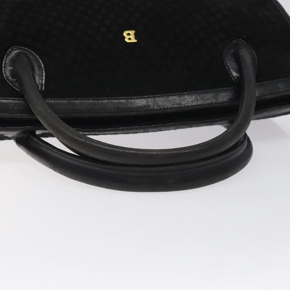 BALLY Quilted Hand Bag Leather Black Gold Auth BD2177