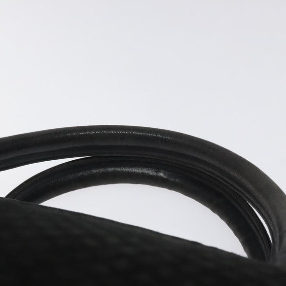 BALLY Quilted Hand Bag Leather Black Gold Auth BD2177