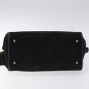 BALLY Quilted Hand Bag Leather Black Gold Auth BD2177-9