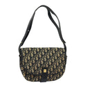 Christian Dior Trotter Canvas Shoulder Bag Navy Gold Auth BD2178-1