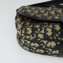 Christian Dior Trotter Canvas Shoulder Bag Navy Gold Auth BD2178-9