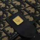 Christian Dior Trotter Canvas Shoulder Bag Navy Gold Auth BD2178-17