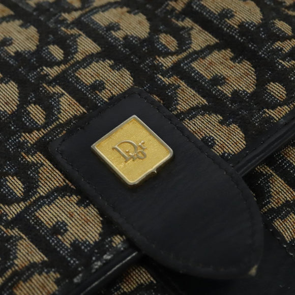 Christian Dior Trotter Canvas Shoulder Bag Navy Gold Auth BD2178