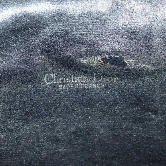 Christian Dior Trotter Canvas Shoulder Bag Navy Gold Auth BD2178