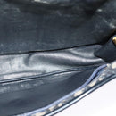 Christian Dior Trotter Canvas Shoulder Bag Navy Gold Auth BD2178-18