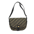 Christian Dior Trotter Canvas Shoulder Bag Navy Gold Auth BD2178-13