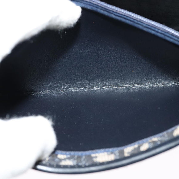 Christian Dior Trotter Canvas Shoulder Bag Navy Gold Auth BD2178