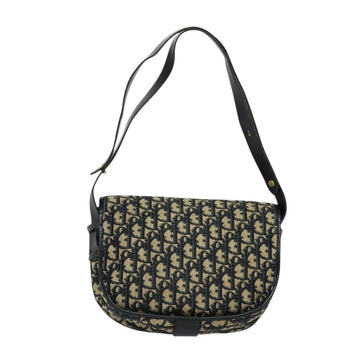 Christian Dior Trotter Canvas Shoulder Bag Navy Gold Auth BD2178 - 0