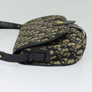 Christian Dior Trotter Canvas Shoulder Bag Navy Gold Auth BD2178-3