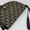 Christian Dior Trotter Canvas Shoulder Bag Navy Gold Auth BD2178-6