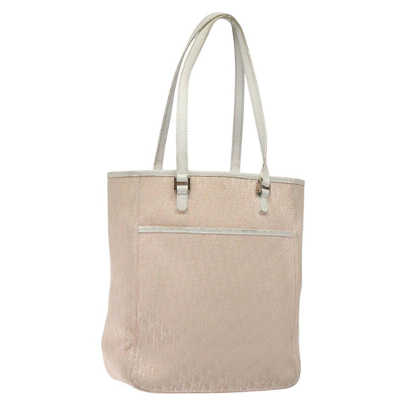 Christian Dior Trotter Canvas Tote Bag Pink Silver Auth BD2179