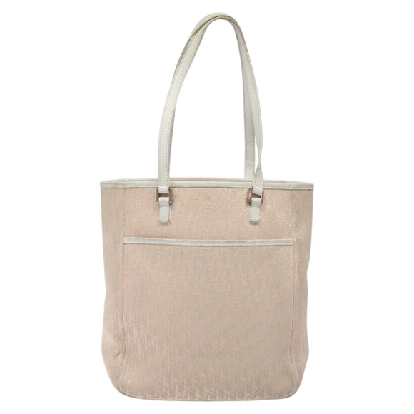 Christian Dior Trotter Canvas Tote Bag Pink Silver Auth BD2179