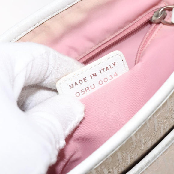 Christian Dior Trotter Canvas Tote Bag Pink Silver Auth BD2179