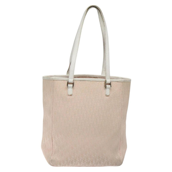 Christian Dior Trotter Canvas Tote Bag Pink Silver Auth BD2179