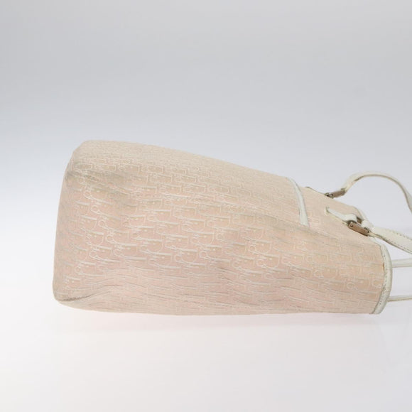 Christian Dior Trotter Canvas Tote Bag Pink Silver Auth BD2179