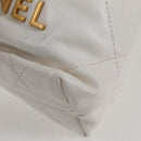 CHANEL Bicolore Chain Chanel 22 Mini Bag Lamb Skin 2way White CC Auth BD2189M-15