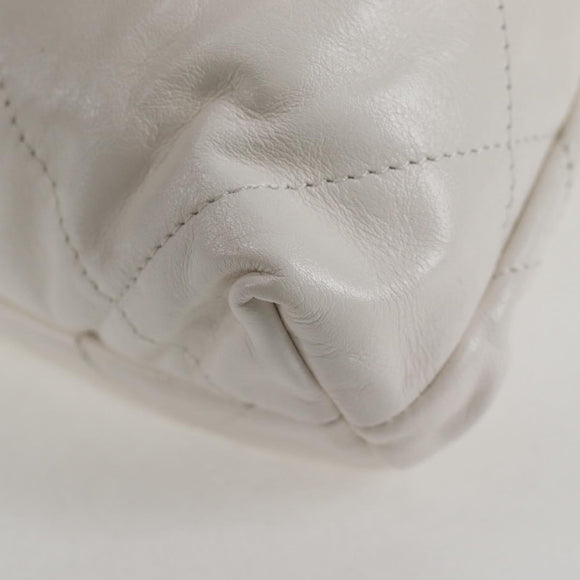 CHANEL Bicolore Chain Chanel 22 Mini Bag Lamb Skin 2way White CC Auth BD2189M