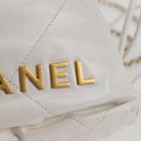 CHANEL Bicolore Chain Chanel 22 Mini Bag Lamb Skin 2way White CC Auth BD2189M-19