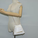 CHANEL Bicolore Chain Chanel 22 Mini Bag Lamb Skin 2way White CC Auth BD2189M-23