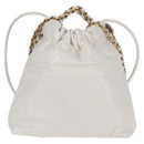 CHANEL Bicolore Chain Chanel 22 Mini Bag Lamb Skin 2way White CC Auth BD2189M-2