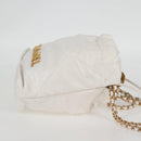 CHANEL Bicolore Chain Chanel 22 Mini Bag Lamb Skin 2way White CC Auth BD2189M-4