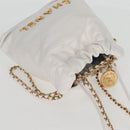 CHANEL Bicolore Chain Chanel 22 Mini Bag Lamb Skin 2way White CC Auth BD2189M-6