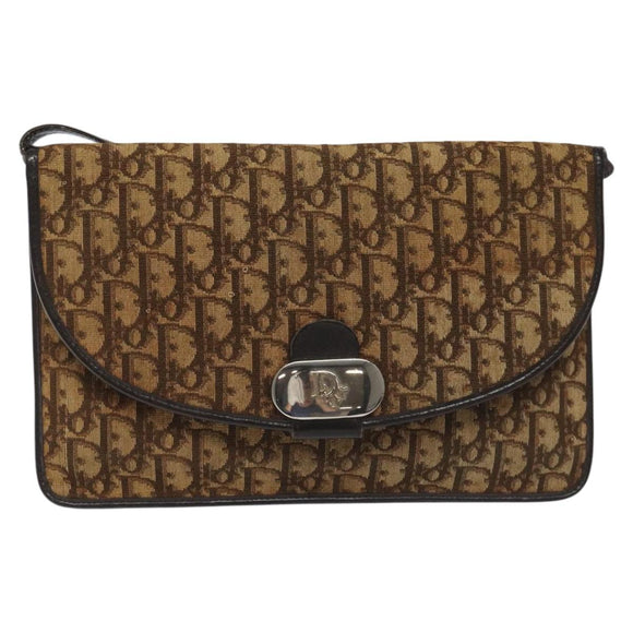 Christian Dior Trotter Canvas Shoulder Bag Brown Auth BD219