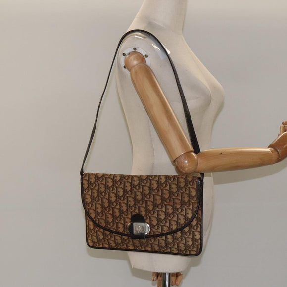 Christian Dior Trotter Canvas Shoulder Bag Brown Auth BD219