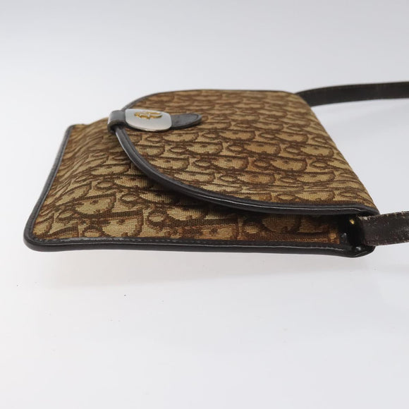 Christian Dior Trotter Canvas Shoulder Bag Brown Auth BD219