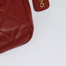 CHANEL Matelasse Waist bag Caviar Skin Red Gold CC Auth BD2190-18