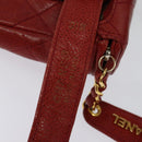 CHANEL Matelasse Waist bag Caviar Skin Red Gold CC Auth BD2190-8