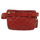 CHANEL Matelasse Waist bag Caviar Skin Red Gold CC Auth BD2190-2