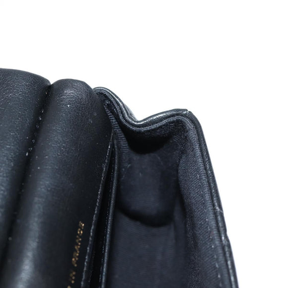 CHANEL Matelasse Chain Pouch Shoulder Bag Lamb Skin Black Gold CC Auth BD2191M