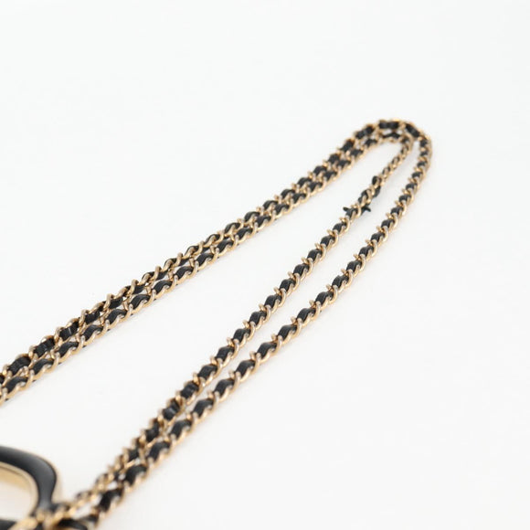 CHANEL Matelasse Chain Pouch Shoulder Bag Lamb Skin Black Gold CC Auth BD2191M