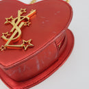 SAINT LAURENT Chain Shoulder Bag Leather Red Gold Auth BD2192M-6