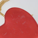 SAINT LAURENT Chain Shoulder Bag Leather Red Gold Auth BD2192M-17