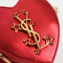SAINT LAURENT Chain Shoulder Bag Leather Red Gold Auth BD2192M-18