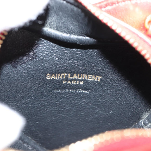 SAINT LAURENT Chain Shoulder Bag Leather Red Gold Auth BD2192M