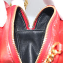 SAINT LAURENT Chain Shoulder Bag Leather Red Gold Auth BD2192M-12