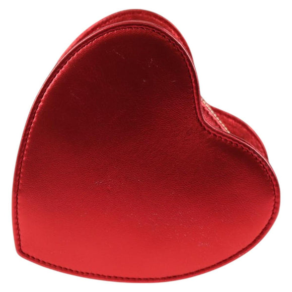 SAINT LAURENT Chain Shoulder Bag Leather Red Gold Auth BD2192M