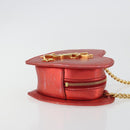 SAINT LAURENT Chain Shoulder Bag Leather Red Gold Auth BD2192M-3