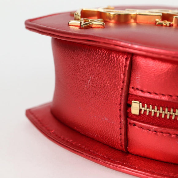 SAINT LAURENT Chain Shoulder Bag Leather Red Gold Auth BD2192M