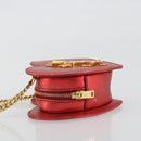 SAINT LAURENT Chain Shoulder Bag Leather Red Gold Auth BD2192M-4