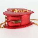 SAINT LAURENT Chain Shoulder Bag Leather Red Gold Auth BD2192M-5