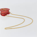 SAINT LAURENT Chain Shoulder Bag Leather Red Gold Auth BD2192M-7